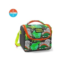 Kids Gri Yeşil Dinozor Desenli Thermo Beslenme Çantası 11832 Çok Renkli