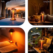 Ba-er Modern Taşınabilir Masa Lambası, Şarj Edilebilir Batarya, Led, 24 Saate Kadar Uzun Kullanım Süresi, Şık Restoranlar/yatak Odası/akşam Yemeği/kahve Masası 3 Seviye Parlaklık, Metal - Bakır Renk 10 Parça Siyah