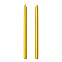 2'li Altın Gold Metalik Şamdan Mum Seti 25 Cm Dekoratif İnce Şamdan Mum, Kokusuz Parafin Wax,%100 Pamuk Fitil, E Çok Renkli