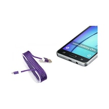 Android Örgü Şeklinde Renkli Çelik Şarj Data Kablosu - Mor Çok Renkli