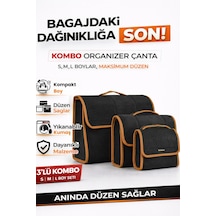 Oto Bagaj Organizer Bagaj Çantası 3'lü Kombo Boy Kaymaz Cırt Bantlı Velur Kompakt Düzenleyici - Vcx5