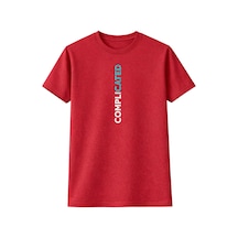 Complicated Baskılı Oversize Unisex Tişört %100 Pamuk Yazlık Street Style Unisex T-shirt Kırmızı