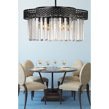 Begüsa Sitrus 4.lü Siyah Lux Kristal Taşlı Avize
