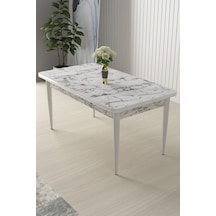 Canisa Arp Serisi 70x110 Beyaz Mermer Desen Masa Sabit Mutfak Masası Beyaz Mermer Desen Masa
