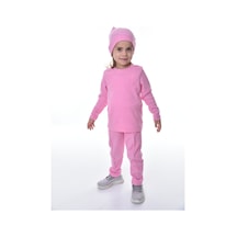 Veramoni Kız Çocuk Bereli Pamuk Uzun Kol Alt Üst Takım Pembe