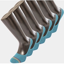 6'lı Paket Çizgili Babet Çorap 9002 - Turkuaz 001