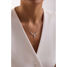 Beyaz Altın Kolye Sarmaşık Form New T13972 Renkli