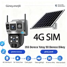 6mp Akıllı Çift Lens Kamera 4g Sım , Otomatik İnsan Takibi, Gece Renkli, Solar Şarj Güneş Enerjili