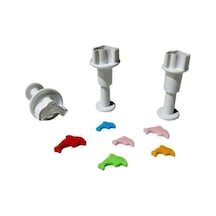 Mini Yunus Balığı Balık Basmalı Enjektörlü Kurabiye Kalıbı 3 Parça Diğer