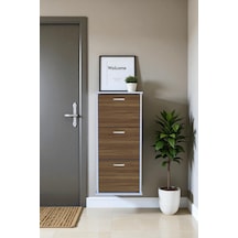 Eliusta Soren 3 Düşer Kapaklı 52 Cm Ceviz Ayakkabılık 52x114x26 Cm Asma 6 Bölmeli Ayakkabılık Ceviz