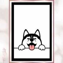 Mutlu Husky - Minimalist Sevimli Köpek Pvc Tablo