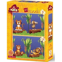 Art Kids Orman Dostları 2'Li Çocuk Puzzle 12+24 Parça