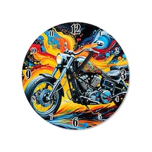 Renkli Chopper Motosiklet Sessiz Duvar Saati Çok Renkli