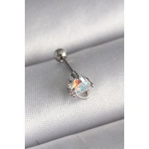316l Çelik Gümüş Renk Zirkon Taşlı Kalp Tragus Piercing Diğer