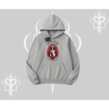 Kapşonlu Sweatshirt Hard Rock Winged Guitar Rebellion Gri