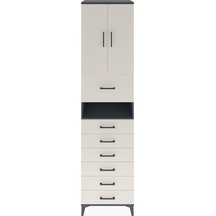 Hyperion Dolap 2 Raflı 7 Çekmeceli 2 Kapaklı 60x44x243 Antrasit-aytaşı Antrasit