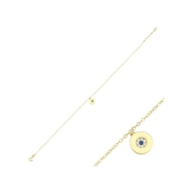 Halhal Altın Bileklik Nazarlı 14K Gold 20 - 25 Cm Sarı Altın