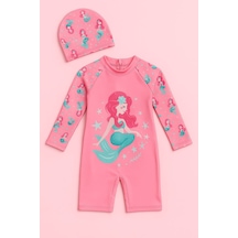 My Kids Wear Kız Cocuk Uzun Kollu Ve Fermuarlı Mayo Takımı 3 -10 Yas 11906 Açık Pembe