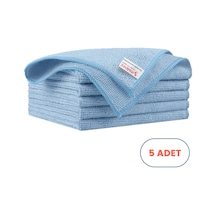 Mulpex Mikrofiber Temizlik Bezi 5 Adet - 40x40 Cm, 375 Gsm, Parlak Dokulu, 60 Gr 2, Yüksek Emici, İz Bırakmaz Mavi