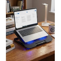 Mey İthalat Usb Girişli Laptop Soğutma Standı Çift Fan Mavi Işıklı Notebook Soğutucu