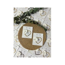 Gold Çerçeveli Ortanca Süslemeli Kalp Magnet Nikah,nişan,söz Hediyeliği 10 Adet - 884546830