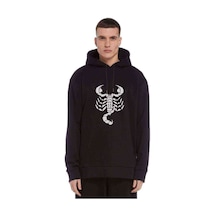 Scorpio Tatoo Baskılı Siyah Erkek Örme Kapşonlu Sweatshirt