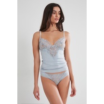 Pierre Cardin 345 Kadın Dantelli Penye Atlet Külot Kaşkorse Set - Mist Mist