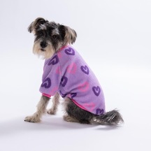 Lila Kalp Desenli LRomance Sweat Dar Kalıp Kedi Köpek Sweati Kedi Köpek Kıyafeti Köpek Peluşu Sıcak Tutan Sweat Mor M