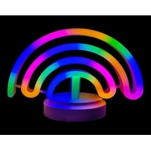 Neon Işıklı Gökkuşağı Masa Gece Lambası Pil+usb Çok Renkli
