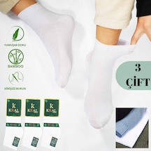 Kral Socks Erkek Patik Lacose Kabartma Desenli 3 Adet Bambu Dikişsiz Çorap Beyaz