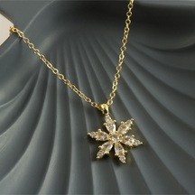 Lotus - 856 - Zirkon Taşlı Yeni Sezon - Nazblsmm - Kolye Sarı-1 Metal