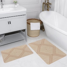 Rovigo Home Baskılı Kaymaz Taban 2 Li Banyo Paspas Takım Rvg5186-100X60-60X50 Çok Renkli