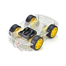 Arduino 4wd Robot Araba Platform Kiti Şeffaf - Eğitim Ve Hobi Amaçlı Stem Robotik Projeler İçin