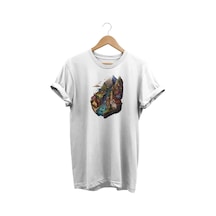 Dağ Manzaralı Baskılı Beyaz T-shirt Beyaz