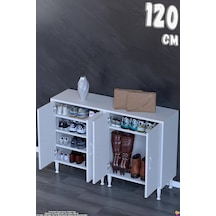 Modilayn Alba Ayakkabılık - Kapaklı 4 Raf 6 Bölmeli Dar Alanlar İçin Çok Amaçlı Dolap 120 Cm Beyaz