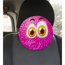 Bk Gift Kişiye Özel İsimli Emoji Tasarımlı Yuvarlak Araç Koltuk Yastığı-2