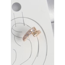 Pirinç Gold Renk Zirkon Taşlı Kadın Kıkırdak Küpe Altın