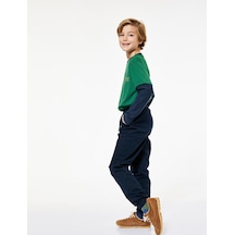 Koton Beli Bağcıklı Cep Detaylı Pamuklu Gabardin Jogger Pantolon Lacivert 7wkb40001tw