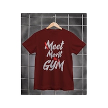 Segungear Meetmeatgym Erkek Regular Fit Baskılı Spor Tişört Bordo - 933732803 Bordo