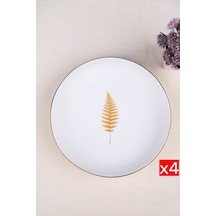 Tabak Evi Porselen Natura Fern Altın Yaldız Çukur Tabak 18,50cm 4 Lü Çok Renkli