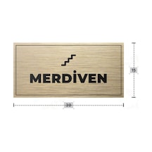 Merdıven Yazılı - Metal - Gold Renk - Kapı İsimliği - 30x15 Cm