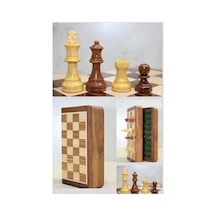Lb Mıknatıs Taşlı Ahşap Katlanabilir Kutulu Satranç Oyunu 17.5 Cm