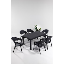 Garden 90x150 Bahçe&balkon&teras Masa Seti - Antrasit Siyah