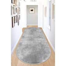 West Home Makinede Yıkanabilir Kaymaz Taban Leke Tutmaz Oval Yolluk Ev Dekorasyonu İçin Gri Kesme Yolluk 610 Grey Oval Yolluk