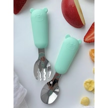 Zubastiki Store Bebek İçin Silikon Kaşık Ve Çatal Yemek Takımları 154097717 Naneli