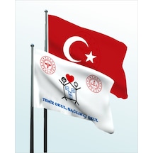 Temiz Okul ve Türk Bayrağı İkili 70 x 105 CM