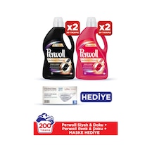 Perwoll Renkliler İçin Hassas Sıvı Çamaşır Deterjanı 50 Yıkama 2 x 3 L + Siyahlar için Sıvı Çamaşır Deterjanı 50 Yıkama 2 x 3 L + Maske 10 Adet