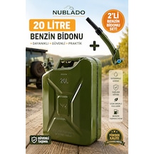 20 Litre Metal Benzin Bidonu 2 Li Set Sızdırmaz Kapaklı Akıtma Aparatlı Dayanıklyakıt Taşıma Bidonu
