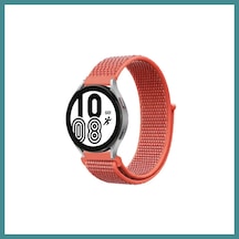 Trendexa Samsung Uyumlu Galaxy Watch 4 Hasırlı Cırtcırtlı Kordon - Turuncu Mac