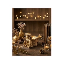 Golden Dua Eden Melek Figürlü Mumluk Tealight Mumluk Dekor Objesi Yeni Ev Hediyesi Altın